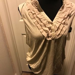 The Limited Cream Color Ruffle Neck New with Tags Blouse Size: 16 (XL, Plus 0x)